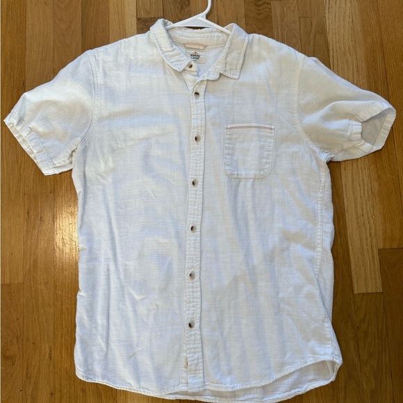 Marine Layer Men's  Stretch Selvage Short Sleeve Shirt White Button Up Marge - Picture 5 of 13